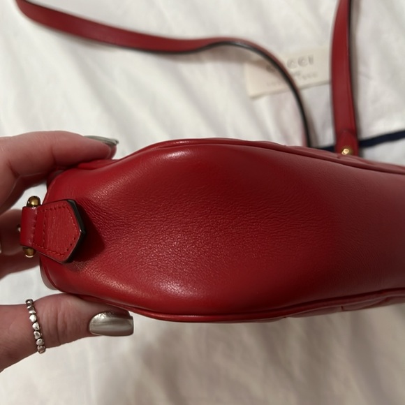 Gucci Red and Gold Marmont Matelasse Soft Leather Mini Shoulder
Bag - Picture 8 of 10